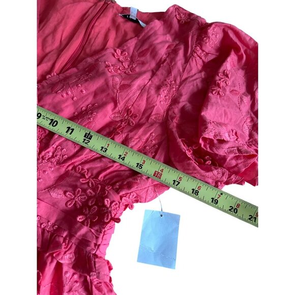 BTFL-life Floral Embroidered V-Neck Dress With Ruffles Flutter Sleeve NWT Sz M - Picture 14 of 15